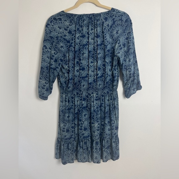 American Living Ralph Lauren Women's Blouson Dress XXL Blue Western Ruffle Hem - Picture 4 of 10